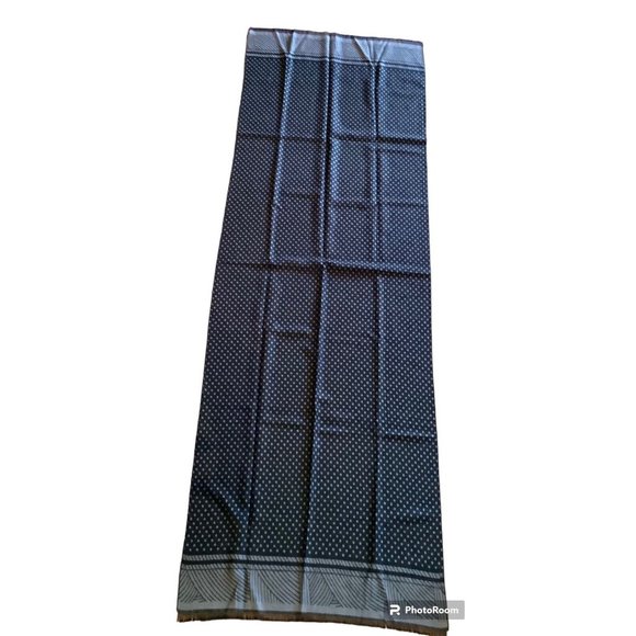 Pashmina Womens Black & Gray Cashmere & Silk Wide Long  Scarf 74 1/2 “ x 25 1/2” - Picture 2 of 6